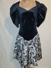 edles Abendkleid, Ballkleid Weise Festmoden 40 schwarz/weiß Puffärmel, samtiges