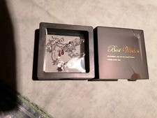 Damen Silberkette 925 Damen BEST WISHES mit Künstlichen Citrin WeihnachtGeschenk