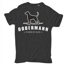 Herren Männer T-Shirt Dobermann Familie ist alles Hunde Motive Sprüche 