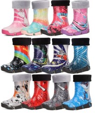 LADEHEID Gefütterte Gummistiefel Kinder Rutschfest Regenschuhe Thermo 21-36