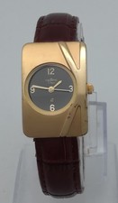 Tempic Damenuhr,braunes Lederband mit Faltschließe,die Uhr läuft,