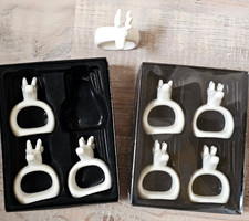 8 Serviettenringe Hirsche weiß in Verpackung NEU