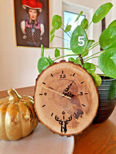 Wanduhr mit Motiv Eiche Holz Uhr Geschenk Baumscheibe Landhaus Unikat Deko