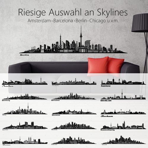 Skyline wandaufkleber - skyline,