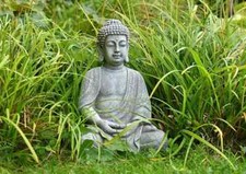 Buddha sitzend steinoptik aus - buddha,