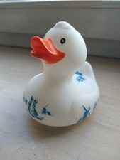 Badeente Holland Weiß Blau Niederlande Quietschentlein Sammelfigur Souvenir 