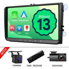 CAM+DVR+DAB+ 9" Android 13 Autoradio GPS Navi CarPlay Für VW Golf Tiguan Touran