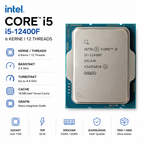 Intel core 12400f prozessor - i5-12400f,