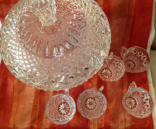 Kristall Bowle Service Set Topf und Gläser 7 Teilig