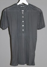 Schiesser Revival T-Shirt Anthrazit grau Gr. M (5) gerippt Knöpfe