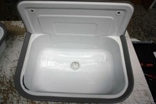 Waschbecken Ausgussbecken B-Ware für Garten, Keller, weiß, mit Überlauf