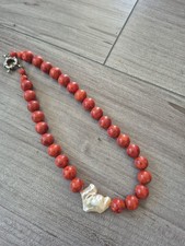 Korallen Collier mit Muschel
