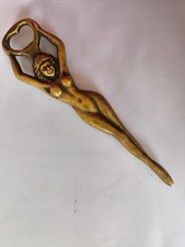 Vintage Messing Flaschenöffner Frauenfigur Bar Deko Sammlerstück 17cm