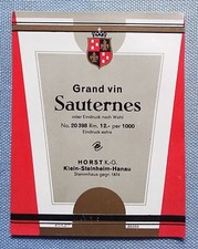 altes Weinetikett Musteretikett Etikett Label Grand vin Sauternes Frankreich