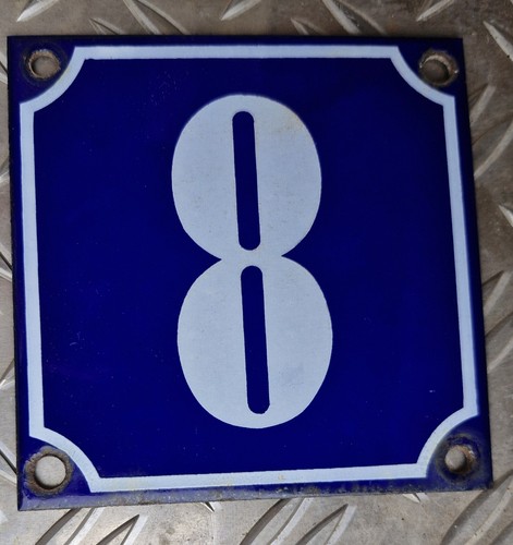 Emailleschild hausnummer blau - emailleschild,