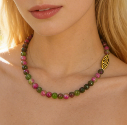 Pfirsichblüte jade halskette - jade,