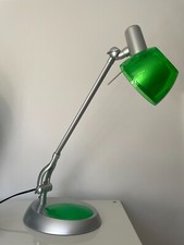 Honsel  Tischleuchte, Schreibtischleuchte chrom grünes Glas G9 40 Watt