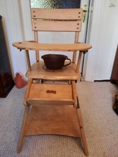 Kinderhochstuhl Spieltisch Antik Holz Original v.Herlag ca. 1920