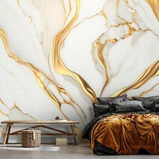 Fototapete Marmor Grau Golden Stein Abstrakt Wohnzimmer VLIES TAPETE + KLEISTER