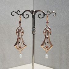 Jugendstil Granatschmuck Granat Ohrringe Retro Vintage Silber 925/- vergoldet