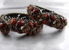  Armreif Lola  klappbar mit Braunen Schmucksteinen wählbar Gold oder Silber