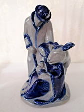 Maria Josef Kind + Esel in WESTERWÄLDER SALZGLASUR  20 cm h     Heilige Familie