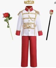 Jungen weiß/rot/gold Prinz bezauberndes Kostüm mit Rose Alter 10-12 Jahre