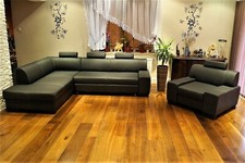 Echtleder Sofagarnitur Ecksofa + Sessel Leder Eckcouch Sofa mit Bettfunktion