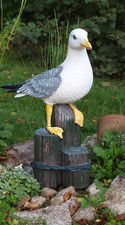 Große Möwe auf 3er Poller Höhe 50cm Maritime Deko Figur Gartendeko Tierfigur