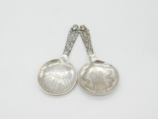 Viktorianische Dänische .830 Silber Salbungslöffel mit religiösen Details Antik 1887