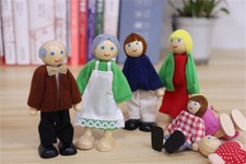 Holz Puppen 7 Personens Familie Puppenhaus Figuren Set Puppenfamilie Biegepuppen