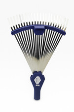 Laubbesen Garten 303764 – Verstellbarer Fächerbesen, 22 Metallzinken, Blau