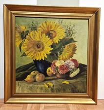 Ölgemälde Leinwand Blumenstillleben Sonnenblumen sign. Mader antik Tirol um 1935