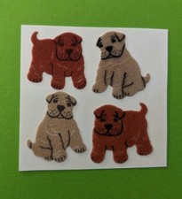 90er Fuzzy Stoff Hunde Haustiere Sandylion  für Stickeralbum Shar-Pei Vintage 