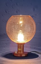 Tischlampe Lampe Bubble-Glas Messing Bernstein-farben 70er Mid Century Vintage