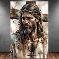 LEINWAND BILD ER XXL ABSTRAKT JESUS CHRISTUS GESICHT KREUZ WAND POSTER P927