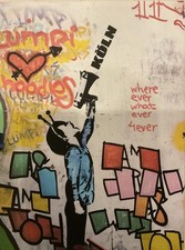 Banksy Hallo Köln Kunstdruck Auf Leinwand 70x50x4 cm Wandbild