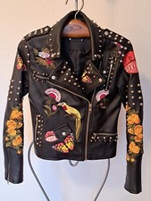 Maze Damen Jacke / XS 34 / Kunstleder / Biker Punk Rocker Nieten / Leder Imitat