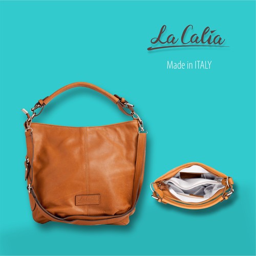 Lederhandtasche mittelbraun - ,