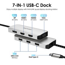 USB C Laptop Dockingstation Dual 4K HDMI 4K DP/VGA/3xUSB2.0 für Dell/HP/Lenovo