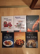 6 x Teubner -Kochbücher: Fleisch,  Saucen, Fisch, Grillen u. Räuchern, Geflügel 