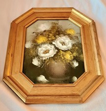 Blumen in Vase gelb weiß  Druck im Bilderrahmen Glas 33 x 27 gold