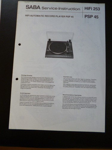 Original service manual - service, saba