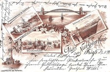 819455) Gruss aus Litho AK Nord Ostsee Kanal gelaufen 1899