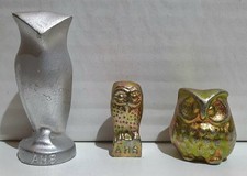 3 Eulen Statuetten "AHS"