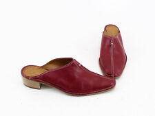 Vintage Pantoletten L. Lambertazzi Blockabsatz Leder rot Gr. 40