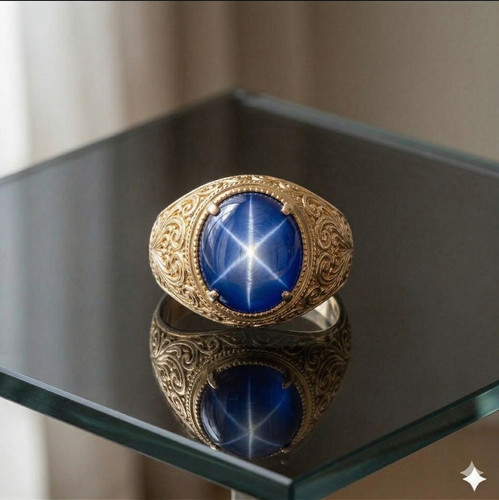 Blauer stern saphir - saphir, ring