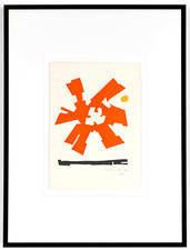 Werner Graeff , Linolschnitt, Autograph, gerahmt, de Stijl, Bauhaus 1964