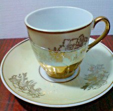 Mocca Gedeck Tasse Untertasse Porzellan Sammeln Gold. Perlmutt Deko Espresso *