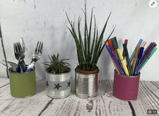 4 Deko Konservendose Kräutertöpfe Blumentopf Übertopf Utensilo Dosenwerfen